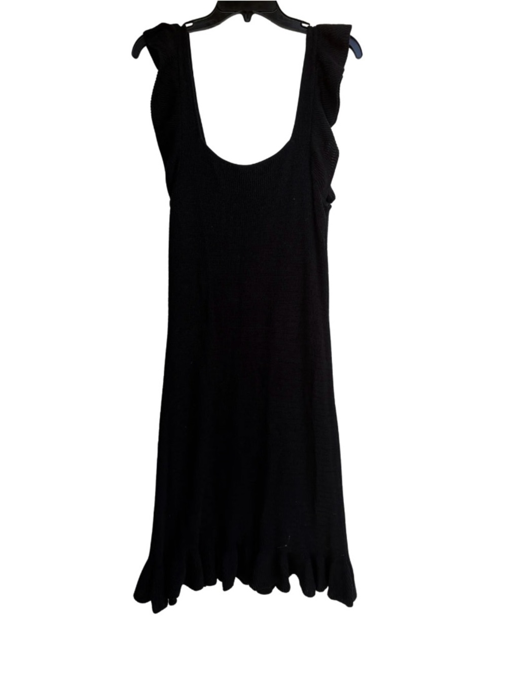 Black Ruffle Hem Knit Dress - Large